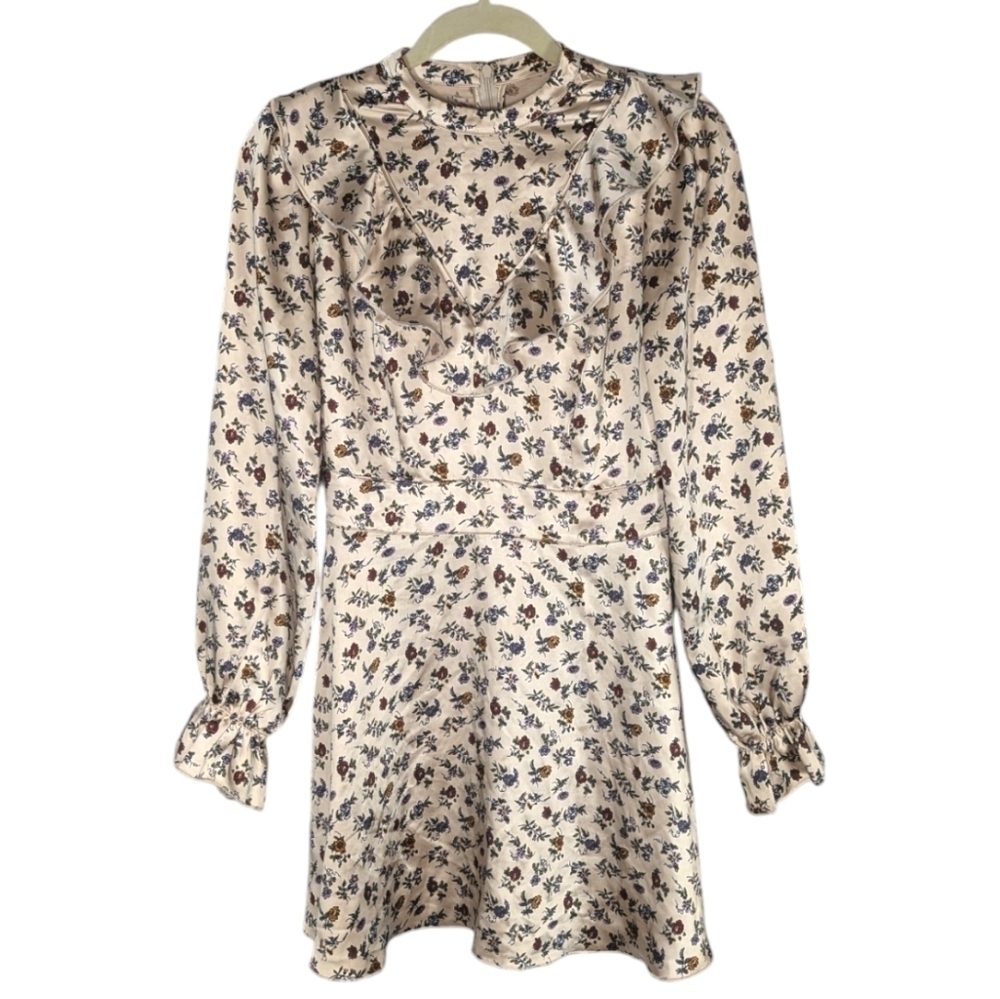 Laura Ashley Urban Outfitters Floral Long Sleeve Ruffled Mini Dress Petite Small